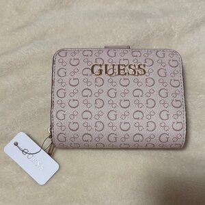Guess Blush Monogram Wallet With Multiple  Card slots and ID Window